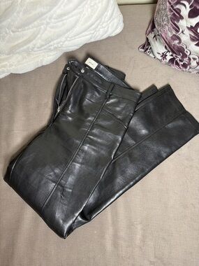 Wilfred Aritzia Black Cropped Faux Leather Ankle Pants